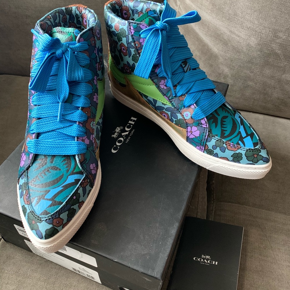 New! Coach Floral high top sneaker